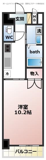 TKアンバーコート深井(1K/5階)の間取り写真