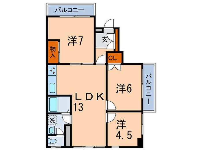 パークサイド白山(3LDK/1階)の間取り写真