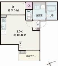 JACK KOIEHOMMACHII(1LDK/3階)の間取り写真