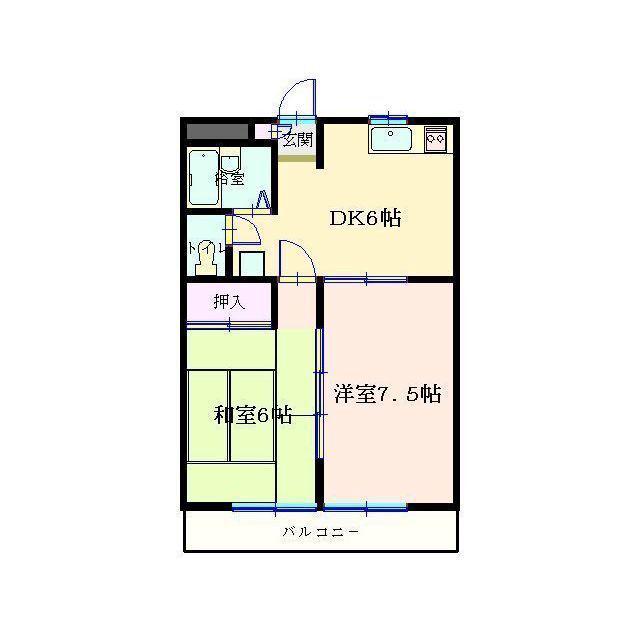サニークレストマンション(2DK/3階)の間取り写真