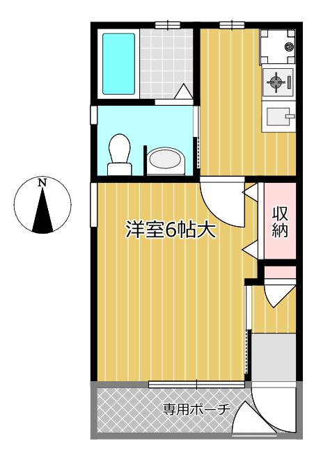 シャトーイズミ(1K/1階)の間取り写真