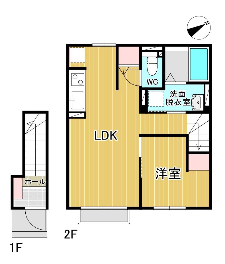 トレゾール土樋(1LDK/2階)の間取り写真