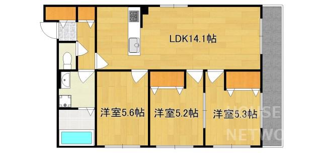 地下鉄東西線 三条京阪駅 徒歩4分 3階建 築7年(3LDK/2階)の間取り写真