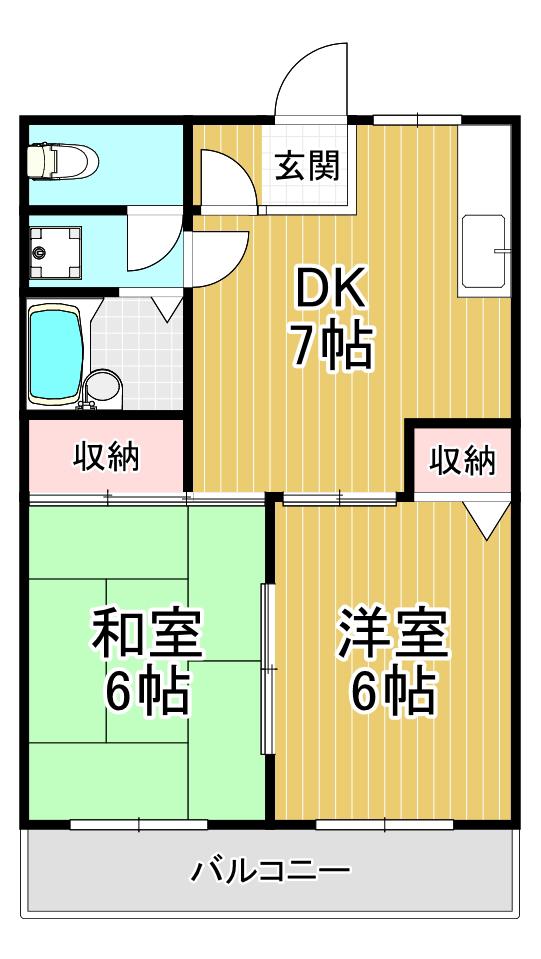 サンハイツ(2DK/2階)の間取り写真
