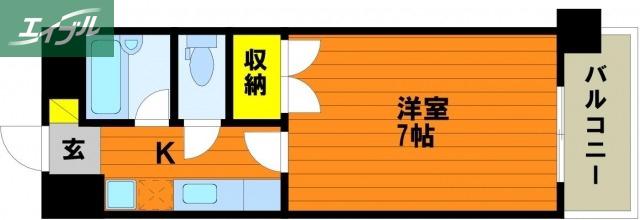 ブルックパレス(1K/3階)の間取り写真