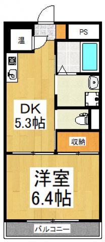 ピア美住(1DK/1階)の間取り写真