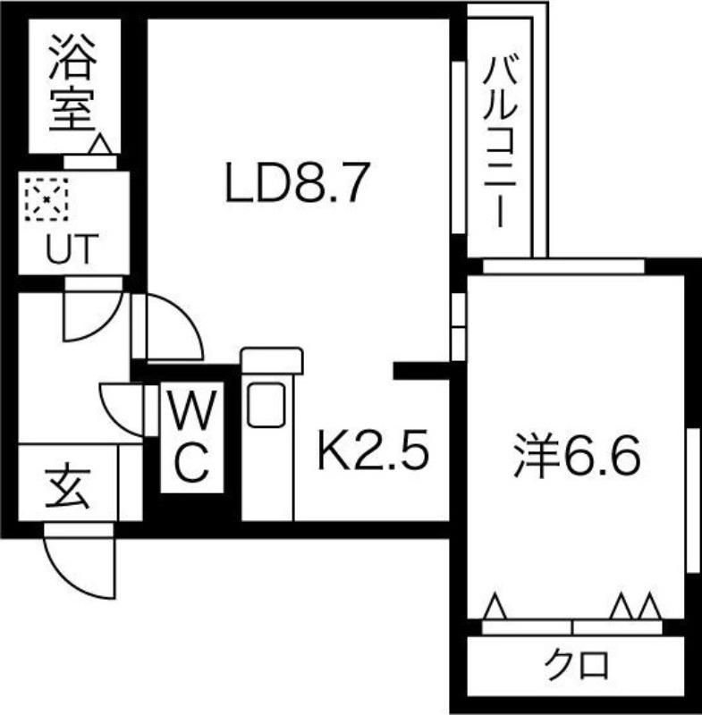 ウイングッド月寒中央(1LDK/2階)の間取り写真