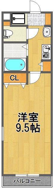 エトワール東浦和(1K/2階)の間取り写真