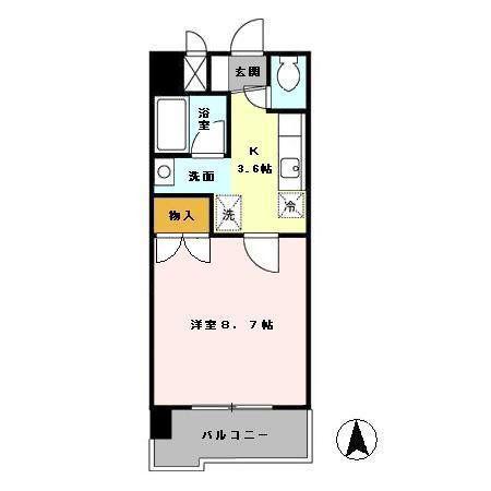 アムールシャトー(1K/8階)の間取り写真