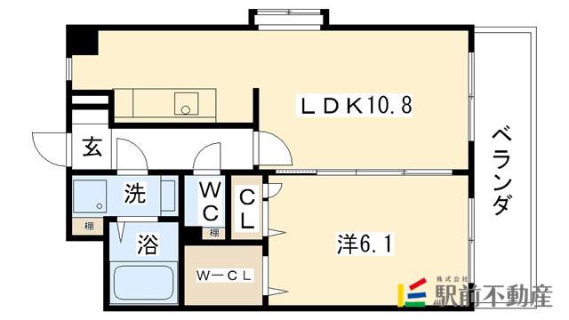 モンテ筑紫野(1LDK/2階)の間取り写真