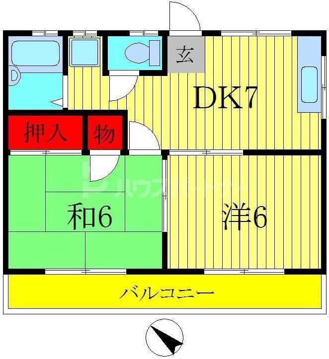 コーポあかね(2DK/2階)の間取り写真