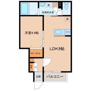 リヴェール上杉A(1LDK/1階)の間取り写真