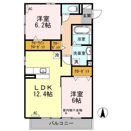 RELACHE(2LDK/2階)の間取り写真
