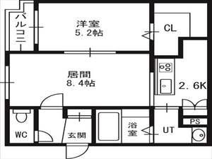 グランメール栄通10(1LDK/4階)の間取り写真