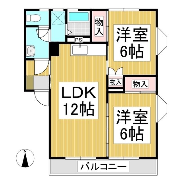 タカノハイツ2(2LDK/2階)の間取り写真