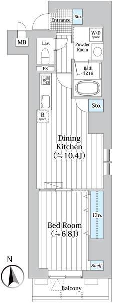 RESIDENCE ODE(1LDK/7階)の間取り写真