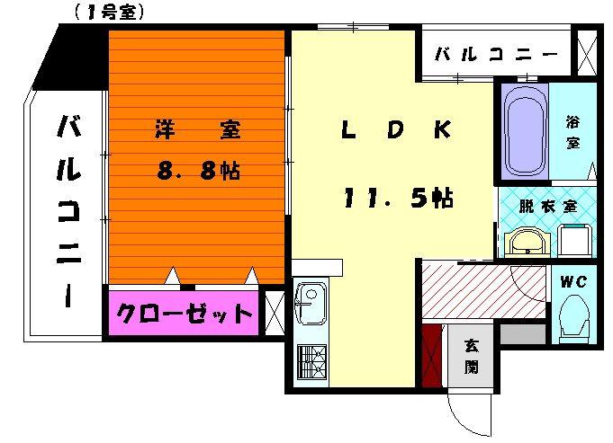 フロスター千早(1LDK/7階)の間取り写真