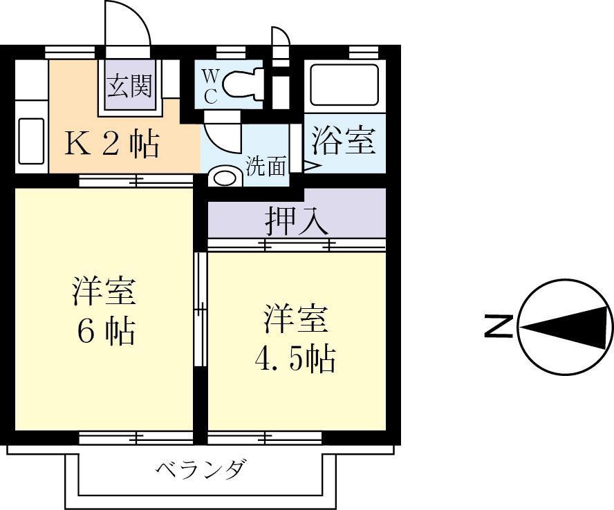 ミラ松前台(2K/1階)の間取り写真