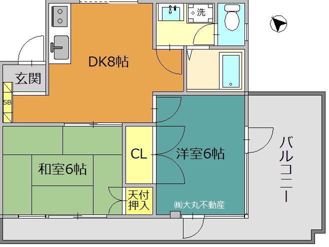 スカイマンション(2DK/3階)の間取り写真