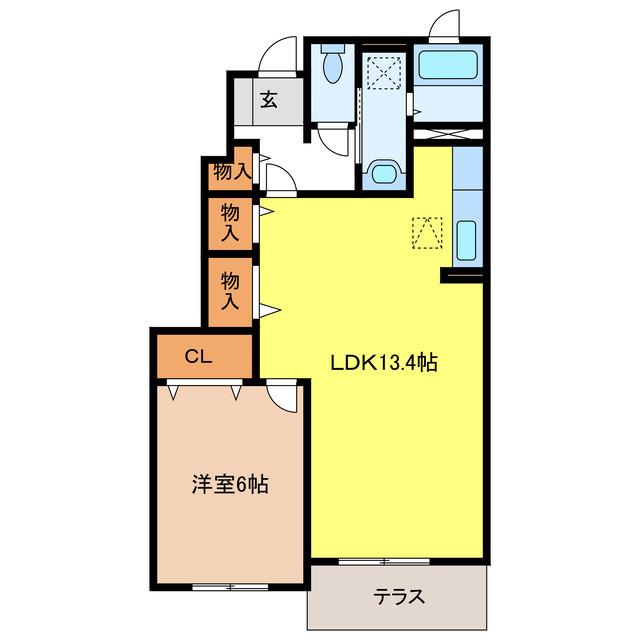 ユイマーレ(1LDK/1階)の間取り写真