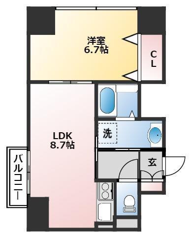 高知駅スクエア(1LDK/7階)の間取り写真