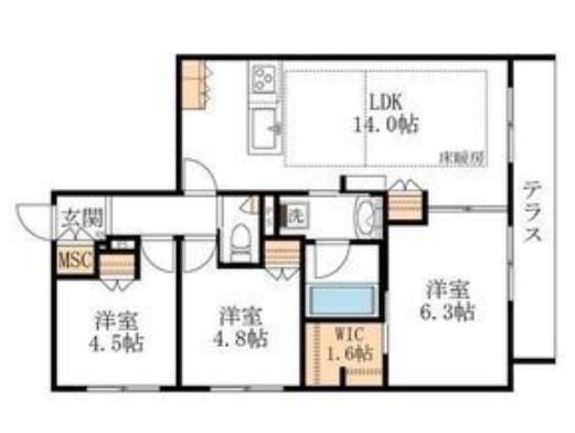 HEBEL MAISON 徳川園(3LDK/1階)の間取り写真