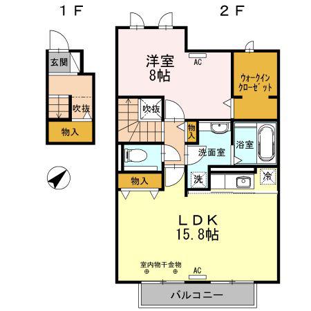 ロイヤルレジデンスC(1LDK/2階)の間取り写真