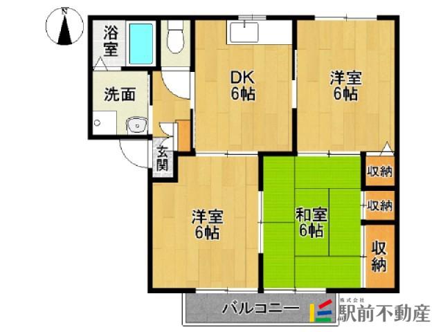 ファミール若楠A(3DK/1階)の間取り写真