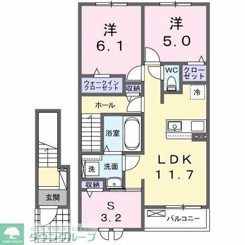 グレイスパークII(2LDK/2階)の間取り写真