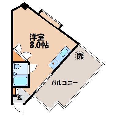 パーソンズ本原(ワンルーム/4階)の間取り写真