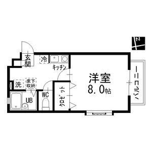 ウィズ・ファニーII(1K/1階)の間取り写真