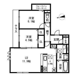 PASSARO GRANDE桃ヶ池(2LDK/2階)の間取り写真