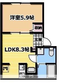VILLA SOLANA(1LDK/3階)の間取り写真