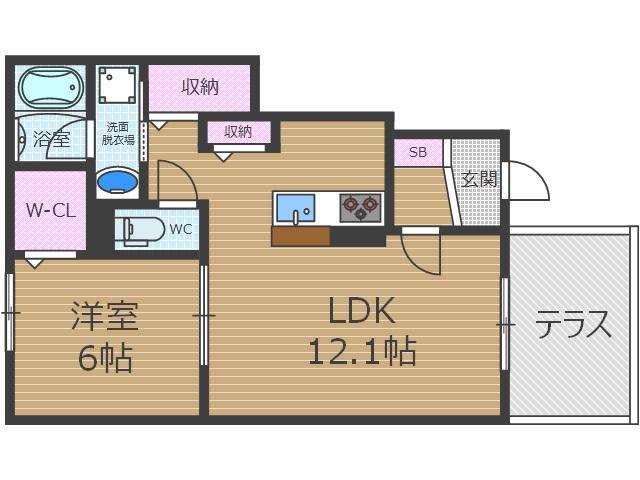GLADNESS正雀(1LDK/1階)の間取り写真