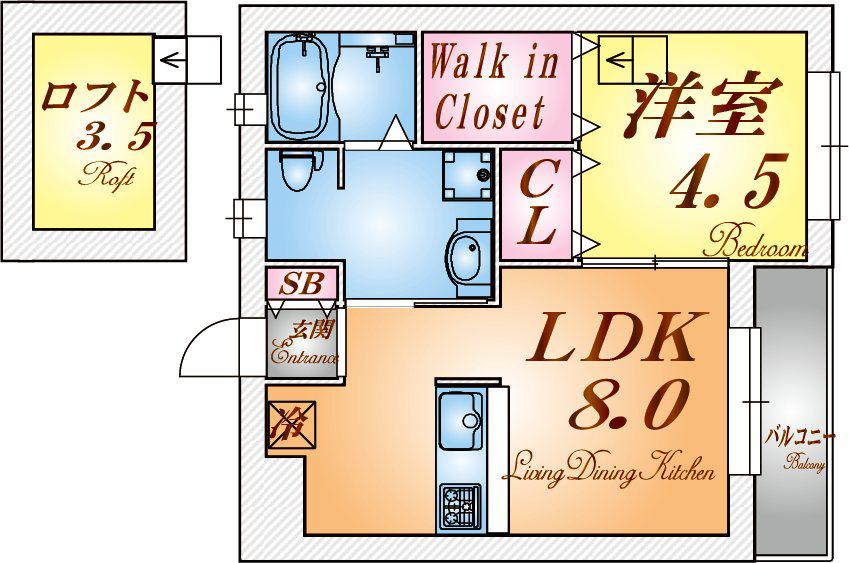 ヴィアーレ南町(1LDK/2階)の間取り写真