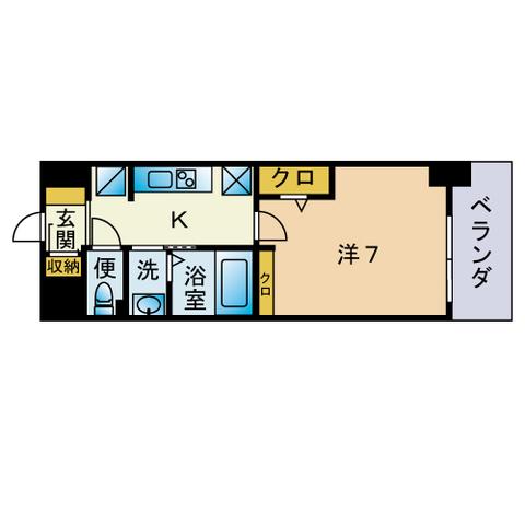 NDG 九産大前 BY NUDGEONE(1K/7階)の間取り写真