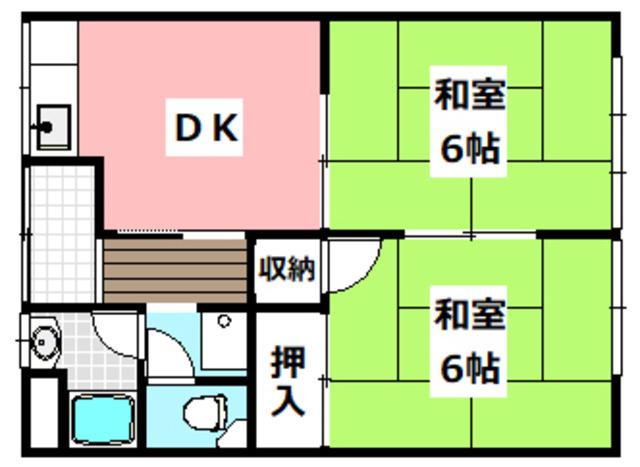 ハイツ弘栄(2DK/2階)の間取り写真