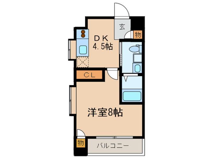 カーサアカテ(1DK/6階)の間取り写真