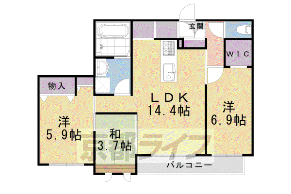 ローズコート(3LDK/2階)の間取り写真