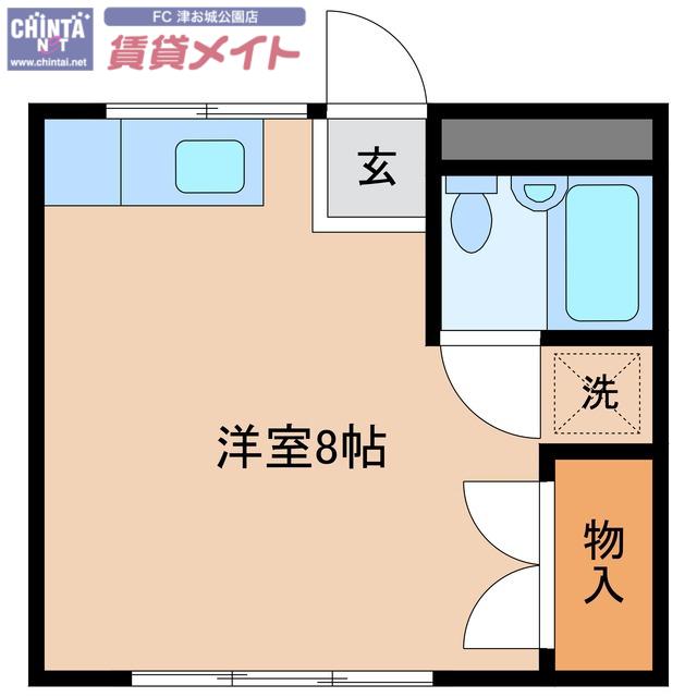 L イースト ウエスト(ワンルーム/1階)の間取り写真