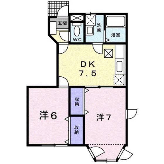 ダンデライオンA(2DK/1階)の間取り写真