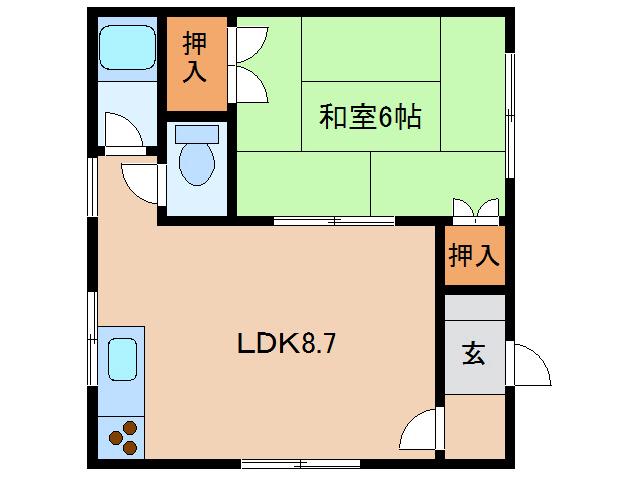 ステイシャイン宮前(1DK/2階)の間取り写真