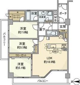 イトーピア夙川結善町(3LDK/2階)の間取り写真