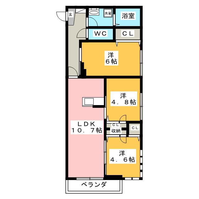 GRAN FELICIA(3LDK/2階)の間取り写真