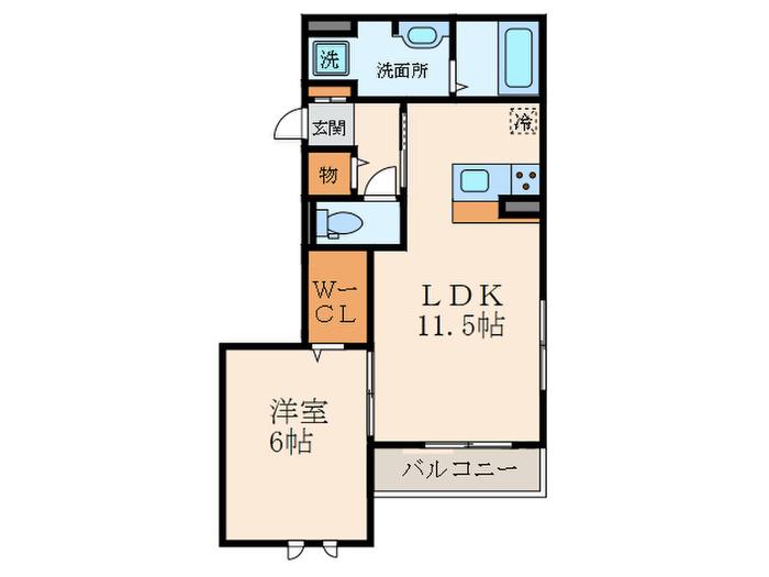 MIYABI II(1LDK/1階)の間取り写真