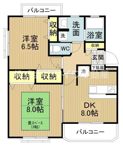 ヴィアンカ80(2DK/1階)の間取り写真