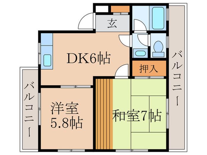 第2メゾン篠崎(2DK/3階)の間取り写真