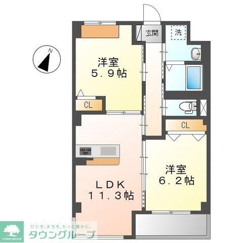 PETIT RIVIERE(2LDK/1階)の間取り写真