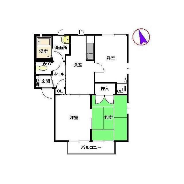 サクラージュ  B棟(3DK/2階)の間取り写真