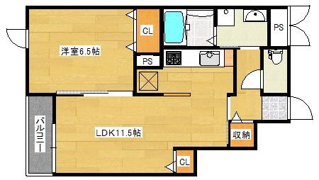 リュシオル(1LDK/3階)の間取り写真